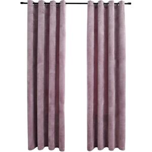 vidaXL Pink Velvet Blackout Curtains with Rings 2 pcs - Curtains vidaXL Pink Velvet Blackout Curtains with Rings 2 pcs - Curtains