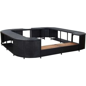 vidaXL Whirlpool Border Square Black 268x268x55 Poly Rattan - Hot Tub Surround vidaXL Whirlpool Border Square Black 268x268x55 Poly Rattan - Hot Tub Surround
