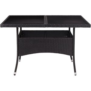 vidaXL Outdoor Dining Table Poly Rattan and Glass black vidaXL Outdoor Dining Table Poly Rattan and Glass black