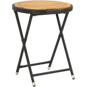 VidaXL Side Table - Rustic 60cm Black Polyrattan Acacia Wood VidaXL Side Table - Rustic 60cm Black Polyrattan Acacia Wood