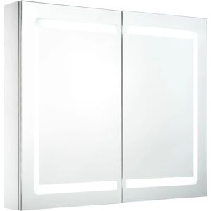 vidaXL White LED Bathroom Mirror 80x12.2x68cm Wall Cabinet - Bathroom Mirror Cabinet vidaXL White LED Bathroom Mirror 80x12.2x68cm Wall Cabinet - Bathroom Mirror Cabinet