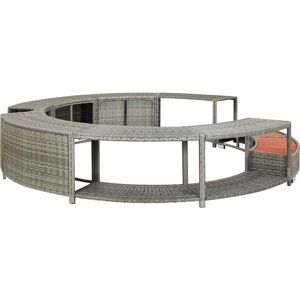 vidaXL Hot Tub Surround Grey Poly Rattan - Hot Tub Surround vidaXL Hot Tub Surround Grey Poly Rattan - Hot Tub Surround