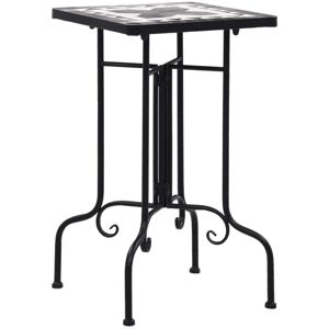 vidaXL Black and White Mosaic Ceramic Side Table - Garden, Balcony, Terrace vidaXL Black and White Mosaic Ceramic Side Table - Garden, Balcony, Terrace