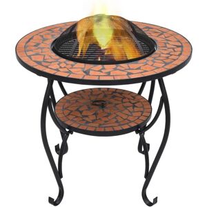vidaXL Mosaic Fire Pit Table Terracotta - Outdoor Fire Pit vidaXL Mosaic Fire Pit Table Terracotta - Outdoor Fire Pit