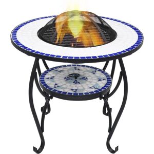 vidaXL Mosaic Fire Pit Table Blue and White Ceramic - Fire Pit vidaXL Mosaic Fire Pit Table Blue and White Ceramic - Fire Pit