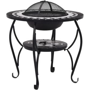 vidaXL Masă cu Foc Mozaic Ceramic Negru și Alb - Foc de Grădină vidaXL Masă cu Foc Mozaic Ceramic Negru și Alb - Foc de Grădină