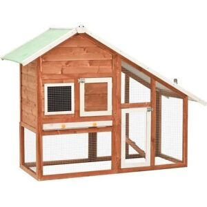 VidaXL Solid Firwood Rabbit Hutch - Two Levels Small Pet House VidaXL Solid Firwood Rabbit Hutch - Two Levels Small Pet House