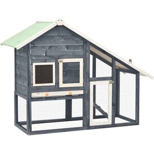 vidaXL Solid Firwood Rabbit Hutch Grey and White - Rabbit Hutch vidaXL Solid Firwood Rabbit Hutch Grey and White - Rabbit Hutch