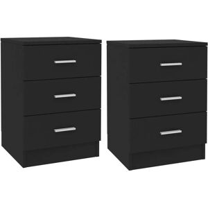 vidaXL Bedside Tables - 2 pcs Black 38x35x56 cm Wood-based material vidaXL Bedside Tables - 2 pcs Black 38x35x56 cm Wood-based material