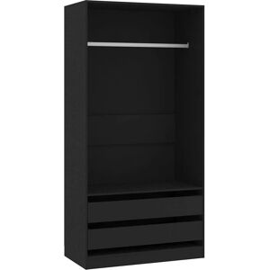 vidaXL Wardrobe Black 100x50x200cm Engineered Wood - Wardrobe vidaXL Wardrobe Black 100x50x200cm Engineered Wood - Wardrobe
