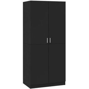 vidaXL Black Wardrobe 80x52x180 cm Engineered Wood - Wardrobe vidaXL Black Wardrobe 80x52x180 cm Engineered Wood - Wardrobe
