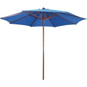 vidaXL Parasol with Wooden Pole 300x258cm Blue Sunshade Outdoor Patio Umbrella vidaXL Parasol with Wooden Pole 300x258cm Blue Sunshade Outdoor Patio Umbrella