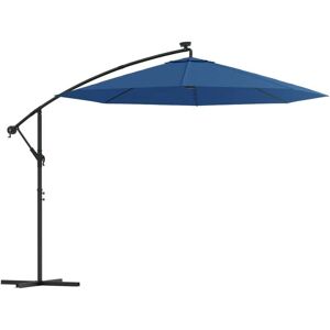 vidaXL Cantilever Umbrella with LED Lights and Steel Pole - 300cm Azure - Cantilever Umbrella vidaXL Cantilever Umbrella with LED Lights and Steel Pole - 300cm Azure - Cantilever Umbrella