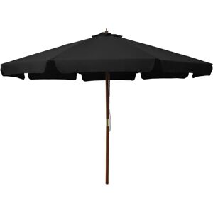 vidaXL Garden Parasol with Wooden Pole - 330 cm Black vidaXL Garden Parasol with Wooden Pole - 330 cm Black
