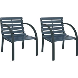 vidaXL Sillas de jardín en madera gris (2 piezas) vidaXL Sillas de jardín en madera gris (2 piezas)