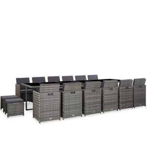vidaXL Gartentisch-Set 17-tlg. Grau Rattan vidaXL Gartentisch-Set 17-tlg. Grau Rattan