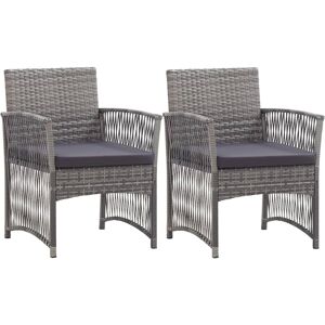 vidaXL Gartenarmlehnset - 2 Anthrazit Polyrattan Stühle vidaXL Gartenarmlehnset - 2 Anthrazit Polyrattan Stühle