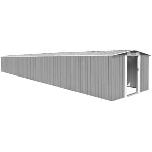 vidaXL Garden Shed Grey 257 cm Galvanised Steel Storage Tool House Carport - Garden Shed vidaXL Garden Shed Grey 257 cm Galvanised Steel Storage Tool House Carport - Garden Shed