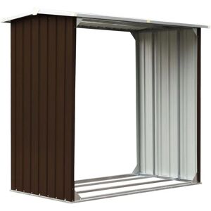 vidaXL Log Storage Shed Galvanised Steel Brown - Storage Shed vidaXL Log Storage Shed Galvanised Steel Brown - Storage Shed