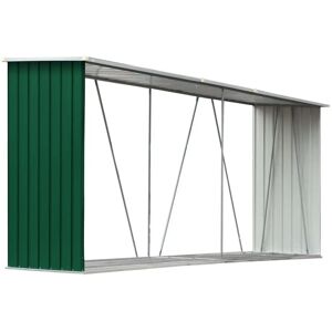 vidaXL Garden Log Storage Shed - Galvanised Steel - Green - Garden Storage Shed vidaXL Garden Log Storage Shed - Galvanised Steel - Green - Garden Storage Shed