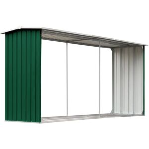 vidaXL Garden Log Storage Shed Galvanised Steel Green - Firewood Storage vidaXL Garden Log Storage Shed Galvanised Steel Green - Firewood Storage