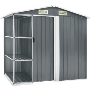 vidaXL Garden Shed with Rack Grey 205x130x183 cm Iron vidaXL Garden Shed with Rack Grey 205x130x183 cm Iron