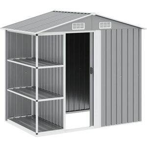 Débarras de jardin avec étagère gris vidaXL 205x130x183 cm Fer - Publicité Débarras de jardin avec étagère gris vidaXL 205x130x183 cm Fer - Publicité