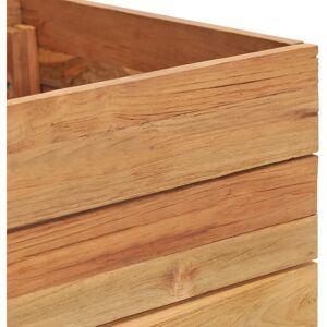 vidaXL Raised Bed 50x40x38 cm Recycled Teak Wood and Steel - Raised Bed vidaXL Raised Bed 50x40x38 cm Recycled Teak Wood and Steel - Raised Bed