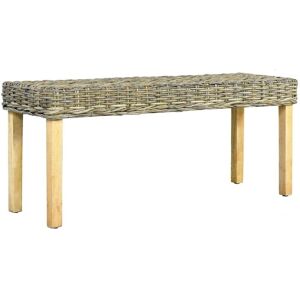 vidaXL Bench 110 cm Natural Kubu Rattan and Solid Mango Wood - Bench vidaXL Bench 110 cm Natural Kubu Rattan and Solid Mango Wood - Bench