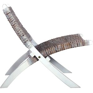 vidaXL Relax Chair White Natural Kubu Rattan and Solid Wood Mahogany - Relax Chair vidaXL Relax Chair White Natural Kubu Rattan and Solid Wood Mahogany - Relax Chair