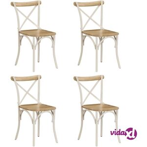vidaXL 4x Solid Mango Wood Cross Chairs Steel Frame White Open Crossed Back - Chairs vidaXL 4x Solid Mango Wood Cross Chairs Steel Frame White Open Crossed Back - Chairs