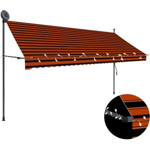 VidaXL Manual Retractable Awning with LED - 350 cm Orange Brown VidaXL Manual Retractable Awning with LED - 350 cm Orange Brown