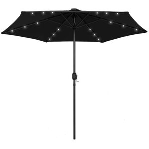 vidaXL Sombrilla con luces LED y poste de aluminio 270 cm Negro - Sombrilla vidaXL Sombrilla con luces LED y poste de aluminio 270 cm Negro - Sombrilla