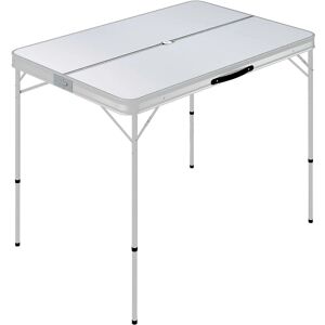 vidaXL Folding Camping Table with 2 Benches Aluminium White vidaXL Folding Camping Table with 2 Benches Aluminium White