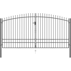 vidaXL Double Door Fence Gate with Spear Top - Fence Gate vidaXL Double Door Fence Gate with Spear Top - Fence Gate