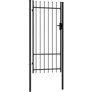 vidaXL Fence Gate Single Door Spike Top Steel 1x2 m Black - Fence Gate vidaXL Fence Gate Single Door Spike Top Steel 1x2 m Black - Fence Gate