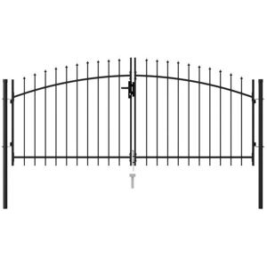 vidaXL Double Steel Fence Gate - Spike Top, Black, 3x1.25m - Fence Gate vidaXL Double Steel Fence Gate - Spike Top, Black, 3x1.25m - Fence Gate