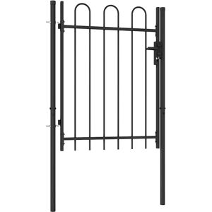 vidaXL Fence Gate Single Door Steel 1x1.2m Black - Fence Gate vidaXL Fence Gate Single Door Steel 1x1.2m Black - Fence Gate