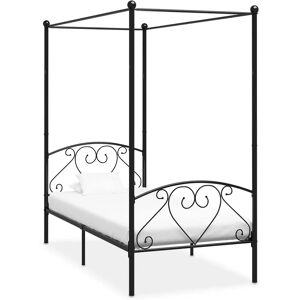vidaXL Canopy Bed Frame Black Metal 120x200cm - Bed Frame vidaXL Canopy Bed Frame Black Metal 120x200cm - Bed Frame