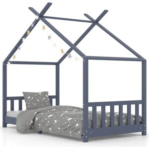 vidaXL Kinderbed Grijs Massief Denenhout 90x200 cm - Kinderbed vidaXL Kinderbed Grijs Massief Denenhout 90x200 cm - Kinderbed