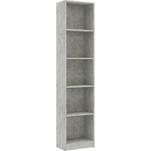 vidaXL Boekenkast 5 Vakken Beton Grijs - Boekenkast vidaXL Boekenkast 5 Vakken Beton Grijs - Boekenkast