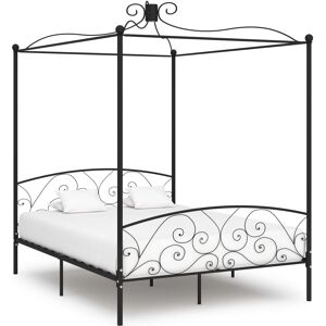 vidaXL Black Metal Canopy Bed Frame - 180x200 cm - Sturdy & Elegant vidaXL Black Metal Canopy Bed Frame - 180x200 cm - Sturdy & Elegant