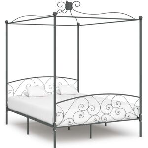 VidaXL Grey Metal Canopy Bed Frame - Elegant Classic Design VidaXL Grey Metal Canopy Bed Frame - Elegant Classic Design