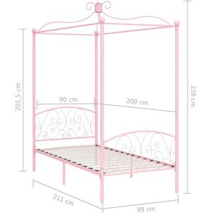 vidaXL Canopy Bed Frame Pink Metal 90x200cm Bedroom Single Beds Furniture vidaXL Canopy Bed Frame Pink Metal 90x200cm Bedroom Single Beds Furniture
