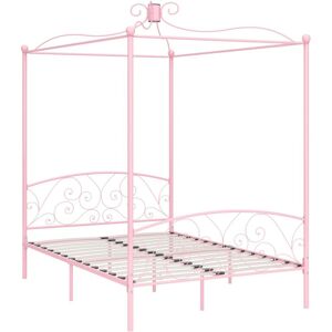 vidaXL Pink Metal Canopy Bed Frame - Bed Frame vidaXL Pink Metal Canopy Bed Frame - Bed Frame