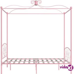 vidaXL Pink Metal Canopy Bed Frame - Bed Frame vidaXL Pink Metal Canopy Bed Frame - Bed Frame