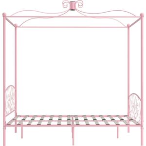 vidaXL Pink Metal Canopy Bed Frame - Bed Frame vidaXL Pink Metal Canopy Bed Frame - Bed Frame