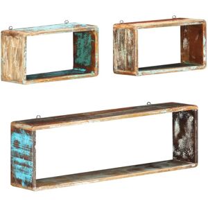 vidaXL 3-delt veggbokshyllesett i resirkert tre - Hyller vidaXL 3-delt veggbokshyllesett i resirkert tre - Hyller