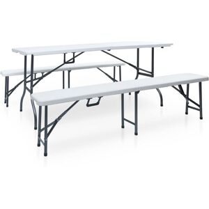 Vidaxl Garden Table Set - 180cm Foldable Steel & HDPE White - Garden Furniture Vidaxl Garden Table Set - 180cm Foldable Steel & HDPE White - Garden Furniture