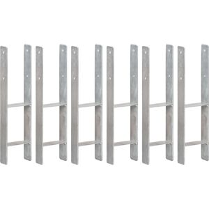 vidaXL Fence Anchors 6 pcs Silver 14x6x60 cm Galvanised Steel - Fence Anchors vidaXL Fence Anchors 6 pcs Silver 14x6x60 cm Galvanised Steel - Fence Anchors